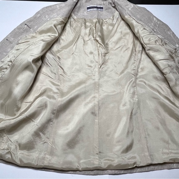Amanda Smith Petites Pure Linen Jacket Blazer Beige Embroidered Size 12P - Picture 7 of 16